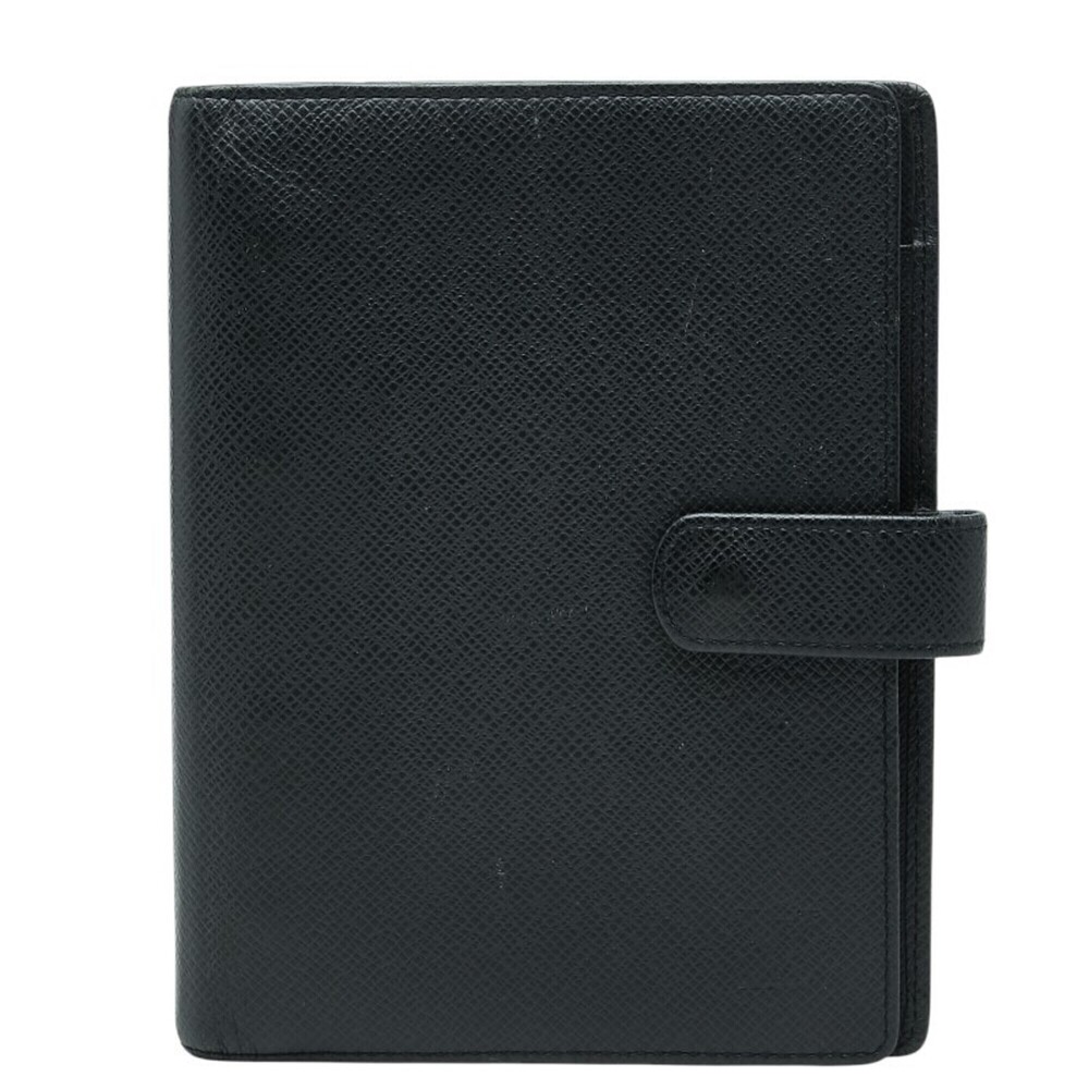Louis Vuitton Taiga Agenda MM Notebook Cover R20423 Black Leather Men's LOUIS...